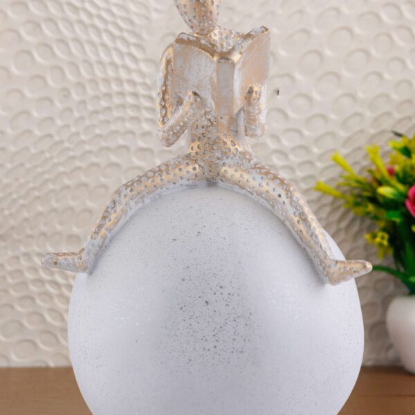 Men Sitting on Ball Showpiece for Home Decor Showpiece, Atlas Sculpture for Office Table D?cor multicolour