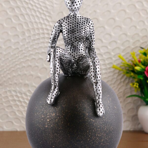 Men Sitting on Ball Showpiece for Home Decor Showpiece, Atlas Sculpture for Office Table D?cor multicolour