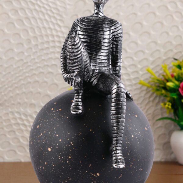 Men Sitting on Ball Showpiece for Home Decor Showpiece, Atlas Sculpture for Office Table D?cor multicolour