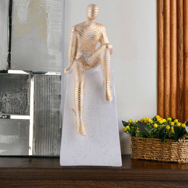 Men Sitting on Ball Showpiece for Home Decor Showpiece, Atlas Sculpture for Office Table D?cor multicolour