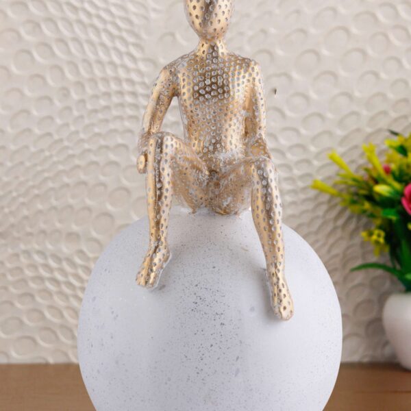 Men Sitting on Ball Showpiece for Home Decor Showpiece, Atlas Sculpture for Office Table D?cor multicolour
