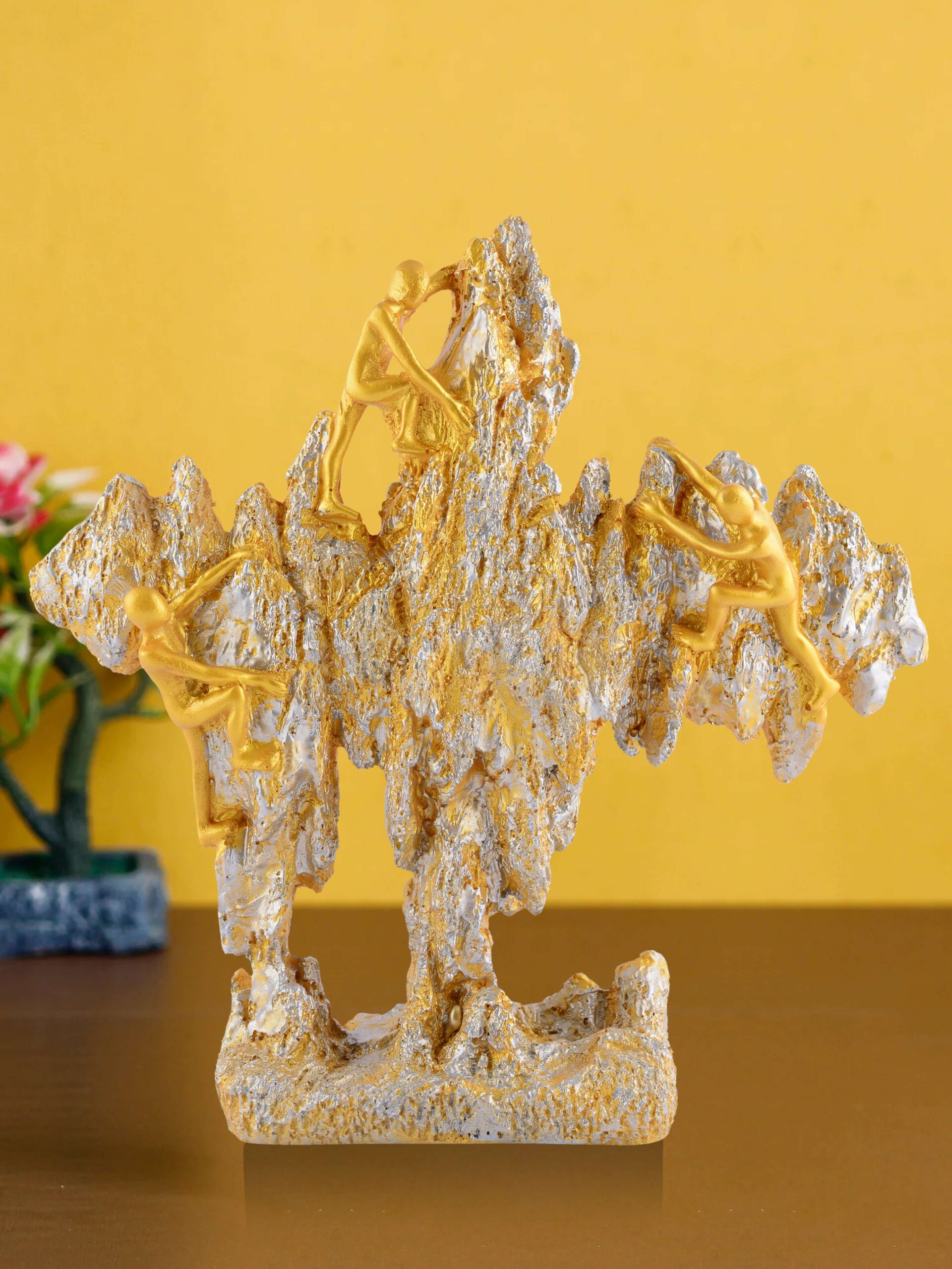 Men Sitting on Ball Showpiece for Home Decor Showpiece, Atlas Sculpture for Office Table D?cor multicolour