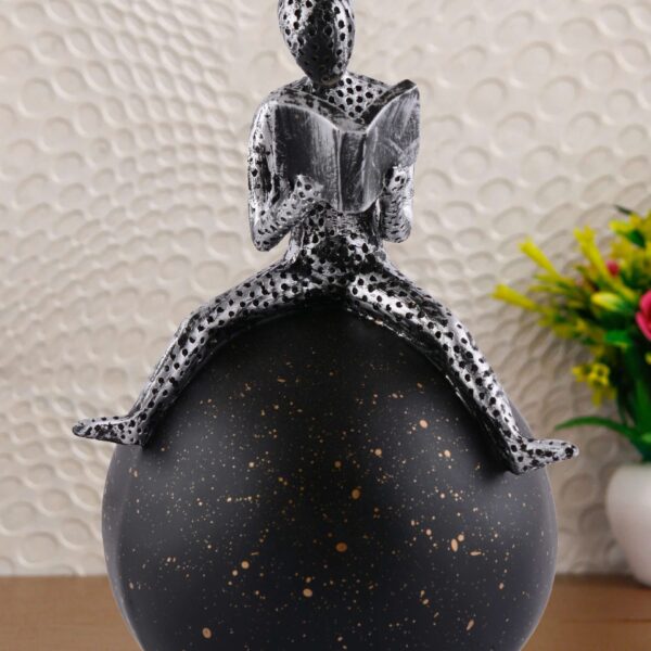 Men Sitting on Ball Showpiece for Home Decor Showpiece, Atlas Sculpture for Office Table D?cor multicolour