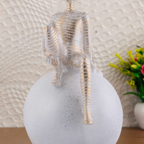 Men Sitting on Ball Showpiece for Home Decor Showpiece, Atlas Sculpture for Office Table D?cor multicolour